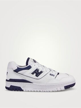 New Balance women’s  White and Navy 550 Leather Sneaker